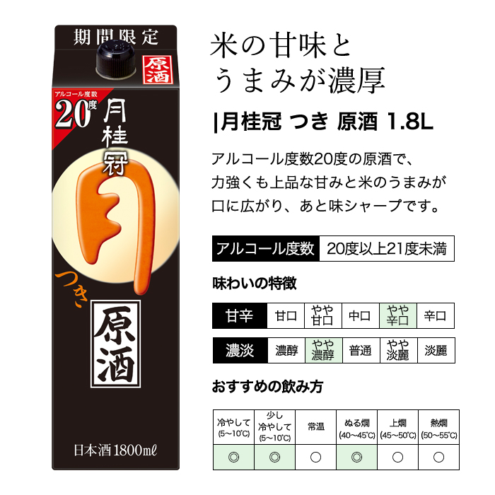 月桂冠 つき 原酒 パック 1.8L