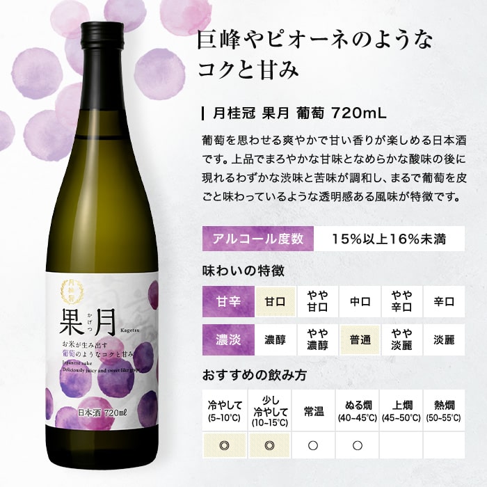 【通販限定】 日本酒 果月 桃 葡萄 飲み比べセット 720mL × 2本 【送料無料】