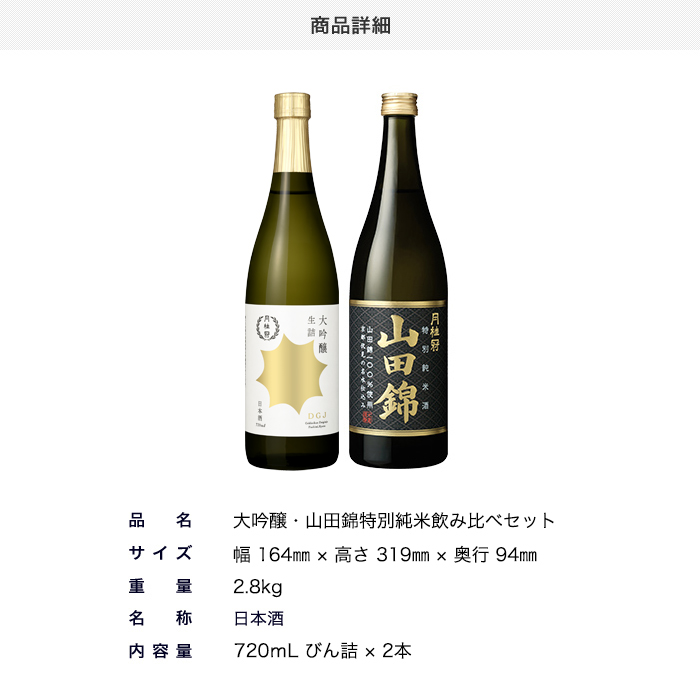 大吟醸・山田錦特別純米 飲み比べセット 720mL × 2本